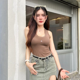 🌈SpinnyHouse🌈เสื้อกล้าม ผ้าเรย่อนยืดเยอะมาก ทรงเข้ารูป 💖 ผ้าบางใส่สบาย พรางหุ่น ปักโลโก้อก รุ่น อุด้งปักSPN