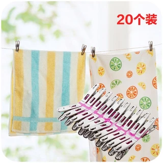 ที่หนีบผ้าสแตนเลสแบบหนา 20 ชิ้นสำหรับคลิปหนีบผ้าในครัวเรือนคลิปอาหาร