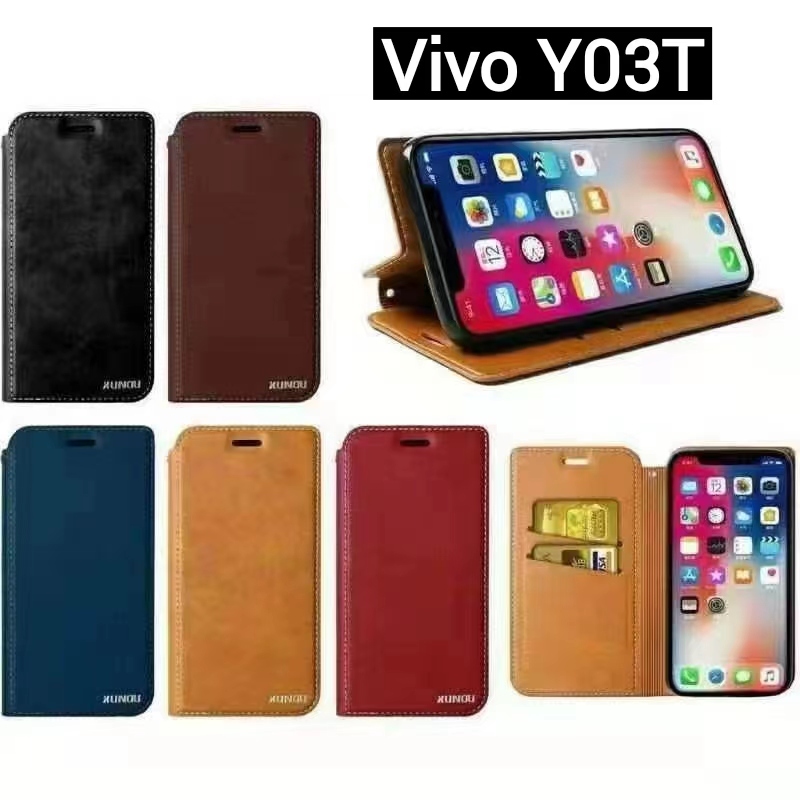 Vivo Y200 5G/Vivo Y19S/Vivo Y03T(พร้อมส่งในไทย)เคสฝาพับVivo Y03tตรงรุ่น เคสกระเป๋าเปิดปิดแบบแม่เหล็ก