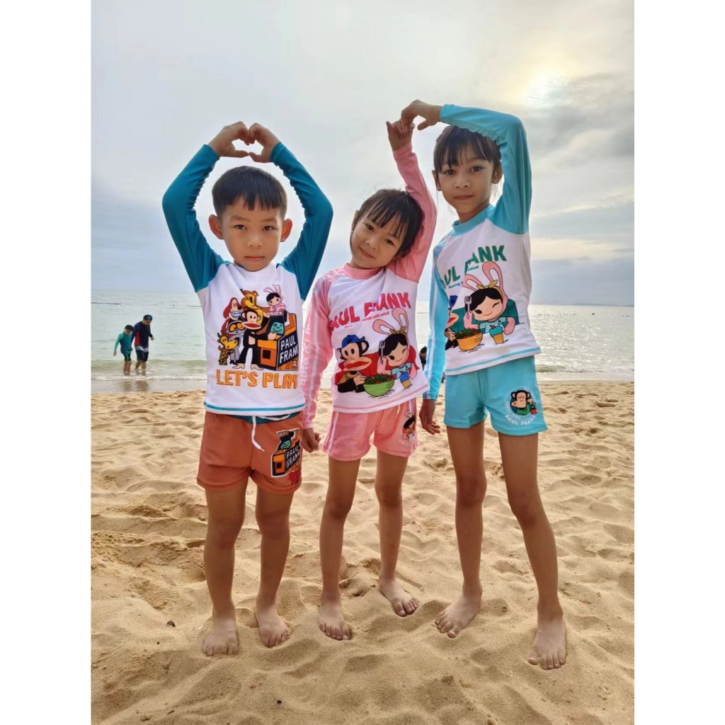 2SUR ชุดว่ายน้ำเด็กผู้หญิง-เด็กผู้ชาย เสื้อผ้าเด็ก ลายการ์ตูน เนื้อผ้าใส่สบายแห้งไว