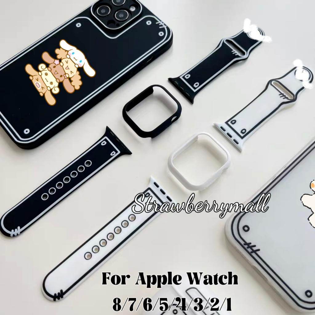 สายนาฬิกาข้อมือซิลิโคน เส้นการ์ตูน สําหรับ iWatch 38 40 41 42 44 45 มม. Apple Watch Series 8 7 6 SE 5 4 3 2 1