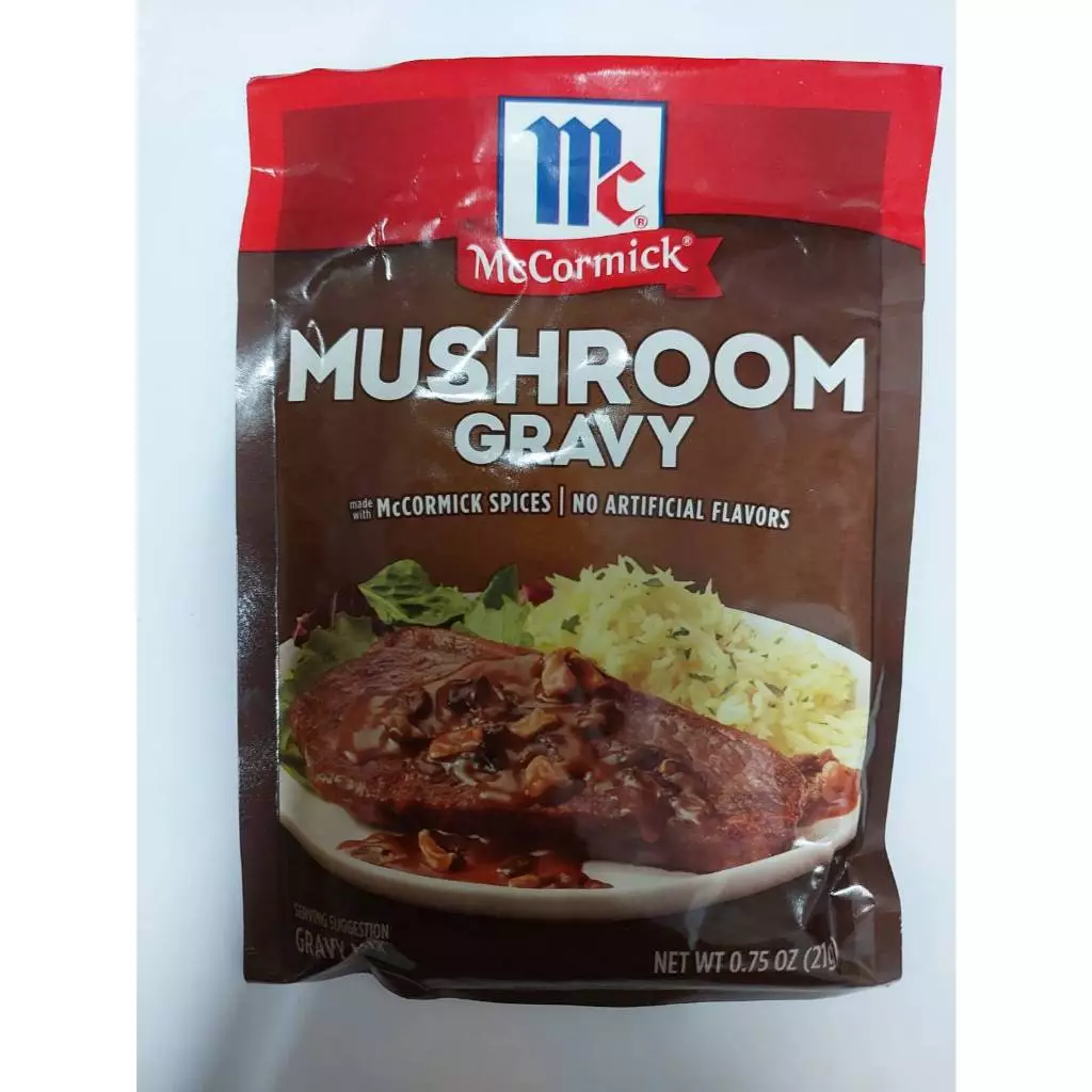 Mushroom Gravy สำหรับราดสเต็กหมู สเต็กไก่ สเต็กเนื้อ หรือมันบด แม็คคอร์มิค มัชรูม เกรวี่ มิกซ์ (21 g)