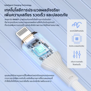 RANDY สายชาร์จ โทรศัพท์ มือถือ สำหรับ USB Type C to L 3A 30W รองรับ Quick Charge Turbo charge วัสดุป้องกันลามไฟ