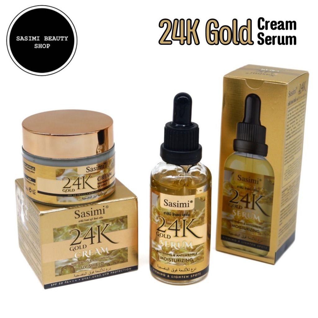 Sasimi 24K Gold White and Wrinkle Cream ครีมบำรุงผิวหน้า เซรั่ม สูตรทองคำ ผิวกระจ่างใส ชะลอริ้วรอย