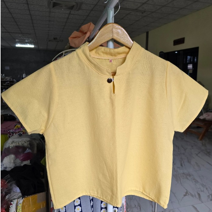 เสื้อคอจีน แขนสั้น อก40-44 นิ้ว ผ้าฝ้ายสีพื้น พร้อมส่ง ราคา ถูกที่สุด ดีลบีเคเค แกลเลอรีภาพที่ 2