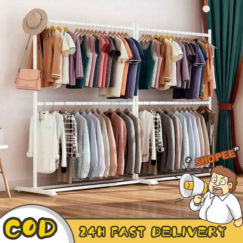 CAIY🌟มีพร้อมส่ง ราวแขวนเสื้อผ้าอเนกประสงค์ พร้อมที่แขวนหมวกกระเป๋า มีหลายแบบหลายขนาด