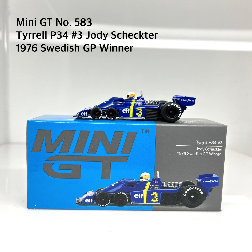 MiniGT 📌No. 583 📌 Tyrrell P34 #3 Jody Scheckter 1976 Swedish GP Winner