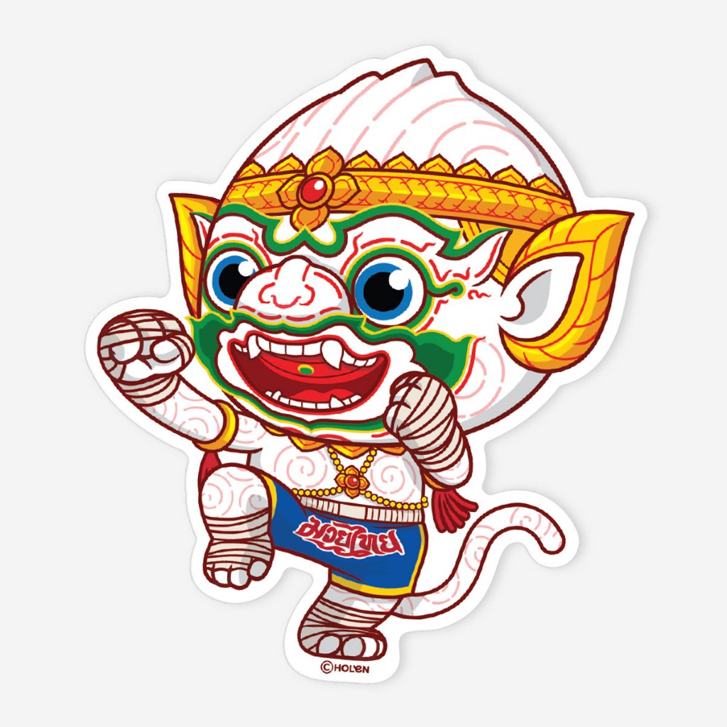 Waterproof Ramakien Sticker - Hanuman Thai Ancient Boxing - สติ๊กเกอร์รามเกียรติ์กันน้ำ หนุมาน มวยคาดเชือก
