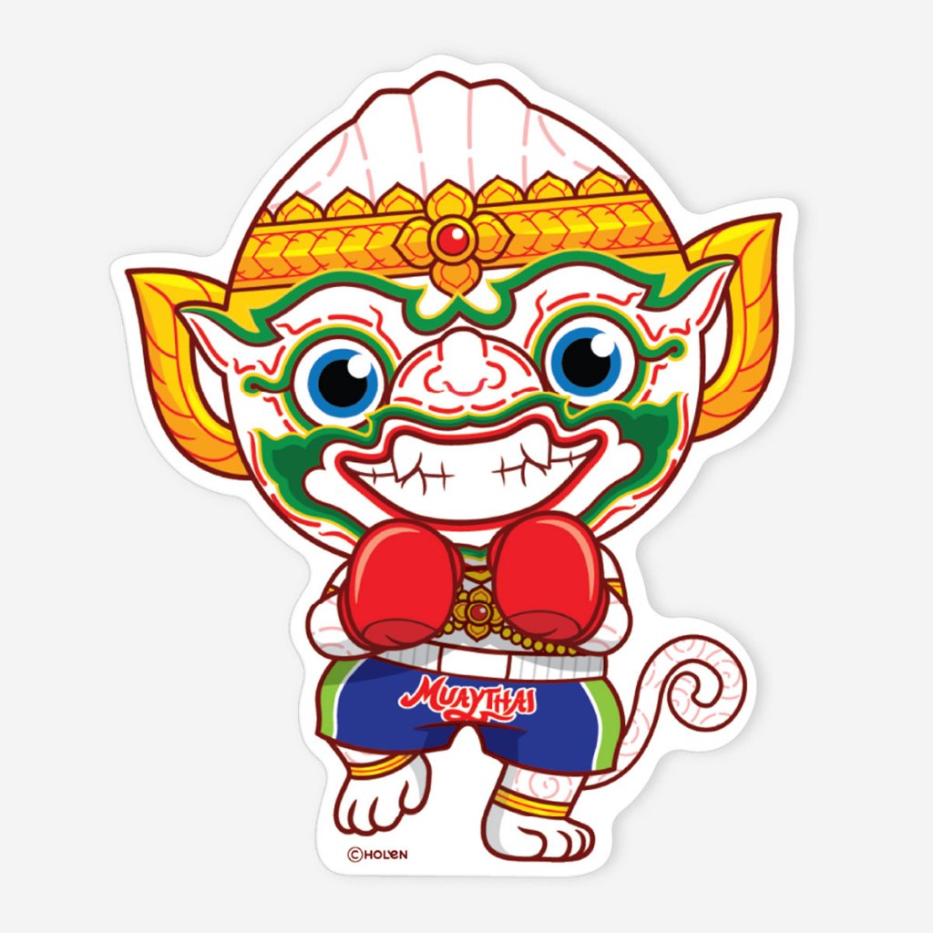 Waterproof Ramakien Sticker - Hanuman Thai Boxing - สติ๊กเกอร์รามเกียรติ์กันน้ำ หนุมาน มวยไทยสากล
