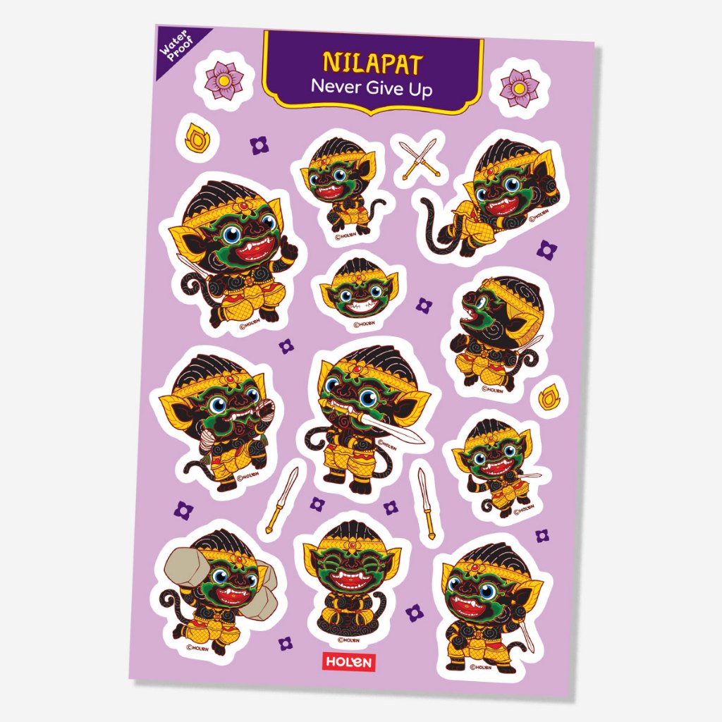 Waterproof Ramakien Sticker - Nilapat Never Give Up - สติ๊กเกอร์รามเกียรติ์กันน้ำ นิลพัทผู้ไม่ย่อท้อ