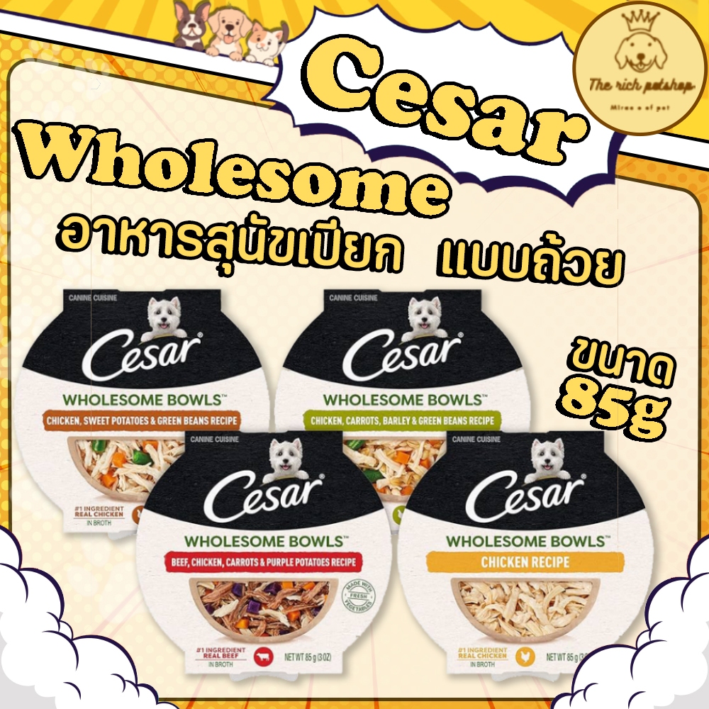 (ถ้วย) Cesar Wholesome Bowls ซาร์ โฮมซัม โบวล์ อาหารสุนัขเปียก แบบถ้วย 85g 💋 💋 อ่านรายละเอียดสินค้าก