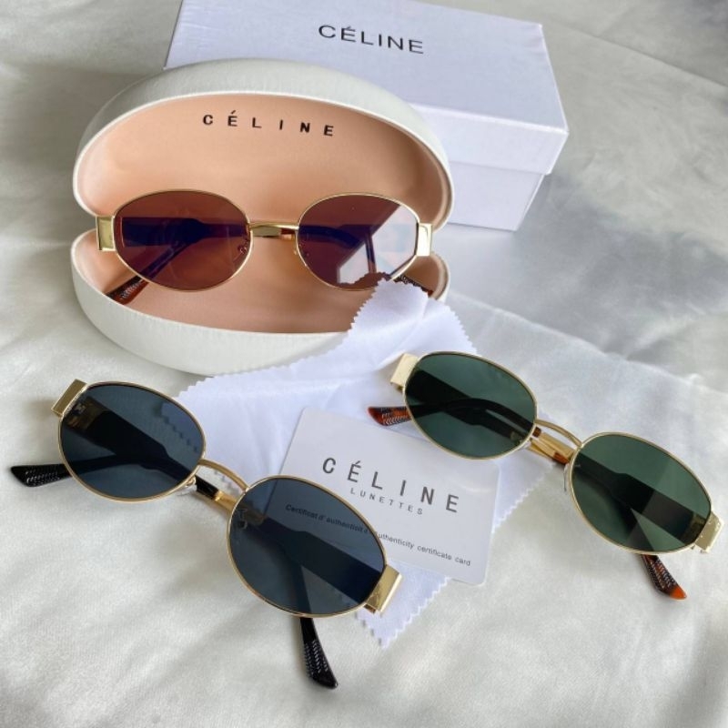 พร้อมส่ง แว่นตา celene พร้อมกล่อง แว่นกันแดด ทรงวงรี แบรนด์เนม สำหรับผู้หญิง