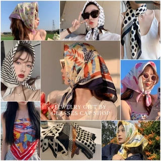 🎀พร้อมส่ง🎀 ผ้าพันคอซาติน  ผ้ามัดผมเกาหลี ขนาด 70×70 cm  ลายสวยสีสดใส [[ร้านไทย🇹🇭จัดส่งจากกรุงเทพ]]