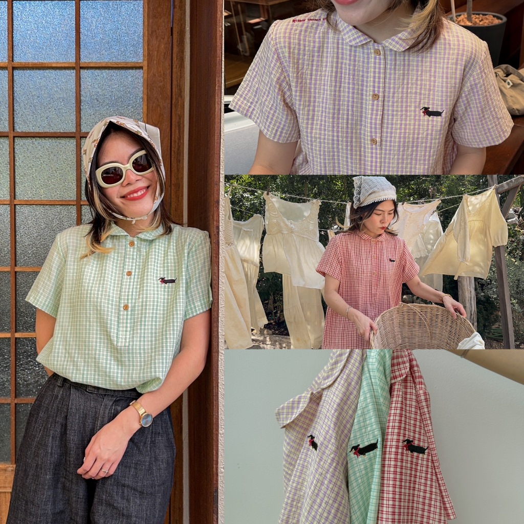 katji / พร้อมส่ง เสื้อเเขนสั้นปกบัวLuLu shirt