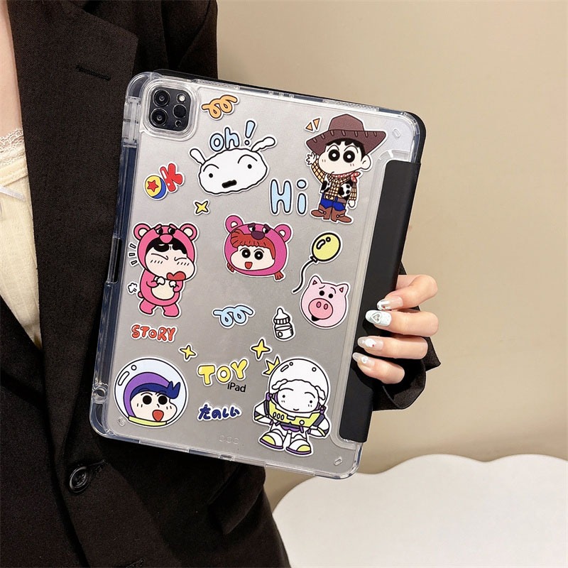 ⭐24 ชั่วโมงส่ง⭐ชินจัง การ์ตูนเคส for iPad 2025 11 air6 gen10 2024 pro เคสไอแพด air4 5 10.9 gen9 8 7Case พร้อมถาดใส่ปากกา