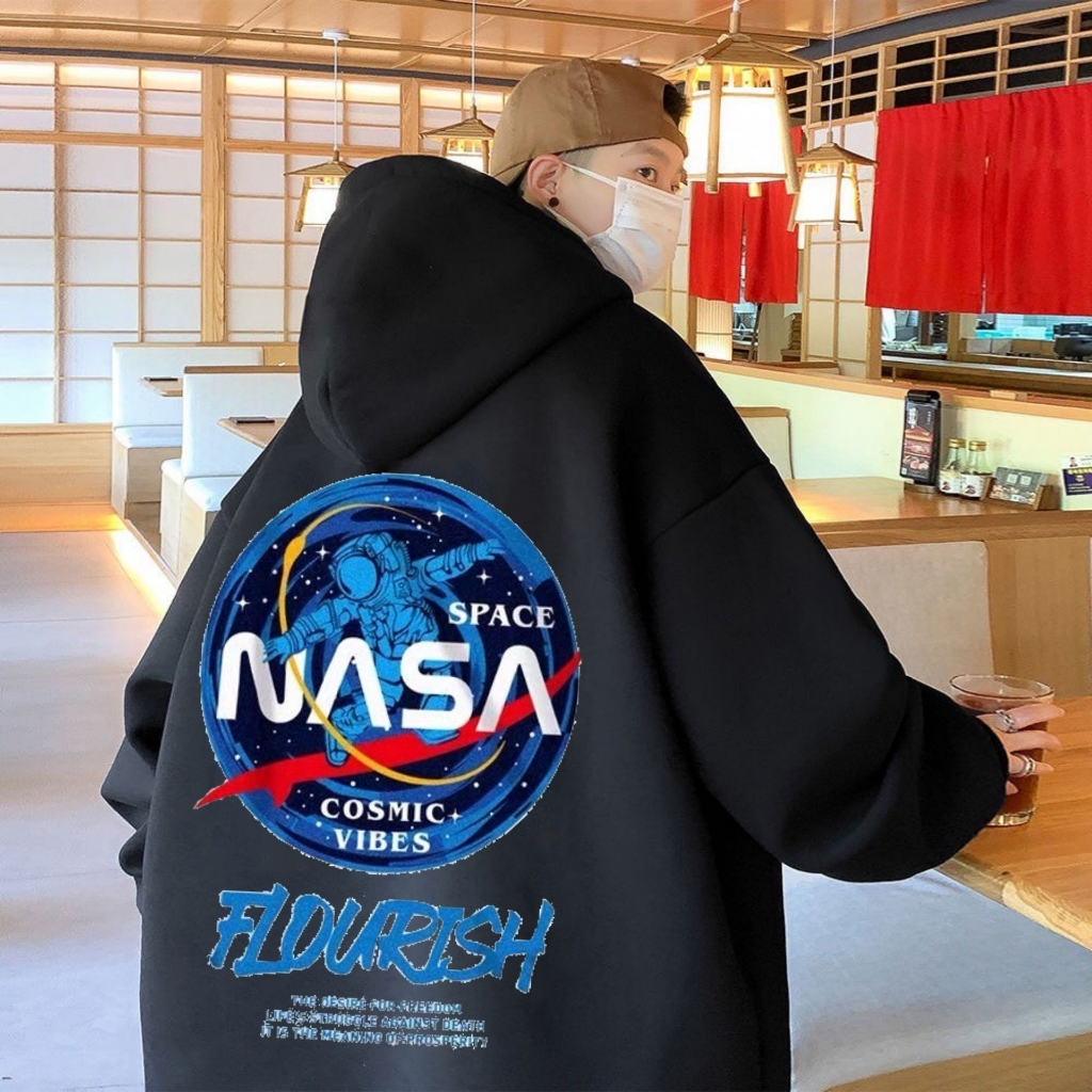 K867Mเสื้อฮู้ดกันหนาว ผ้าสำลีอย่างดี นิ่มสบายผิว เสื้อฮู้ดแขนยาว สกรีนหน้าหลัง ลาย NASA ใส่ได้ทั้งผู้ชายและผู้หญิง