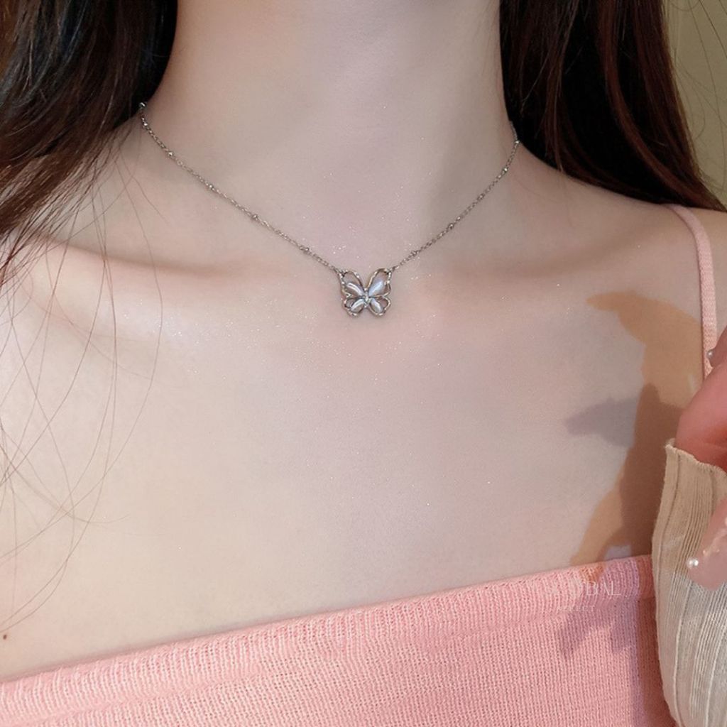 ESCOBAL สร้อยคอผีเสื้อ Pink Butterflyสร้อยคอแฟชั่น สร้อยคอเงินแท้ สร่อยคอ ดีไซน์สุดน่ารัก วาเลนไทน์ ราคา ถูกที่สุด ดีลบีเคเค แกลเลอรีภาพที่ 7
