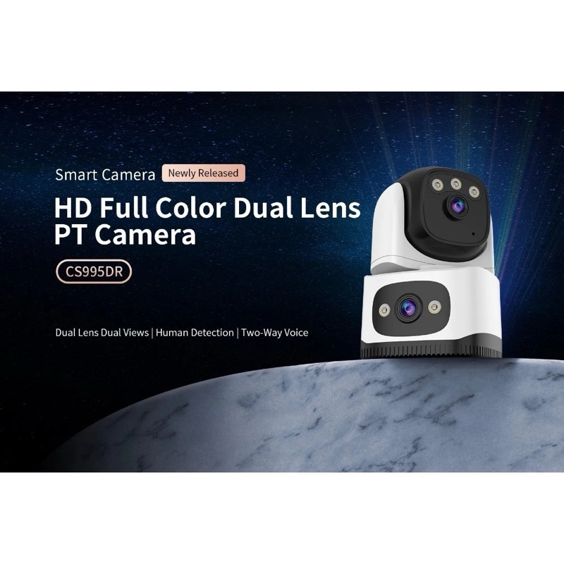 Gateway Vstarcam CS995DR (เลนส์คู่) ใหม่2024 กล้องวงจรปิดไร้สาย ความชัด 3MP(1296P) indoor มีAI+ คนตรวจจับสัญญาณเตือน