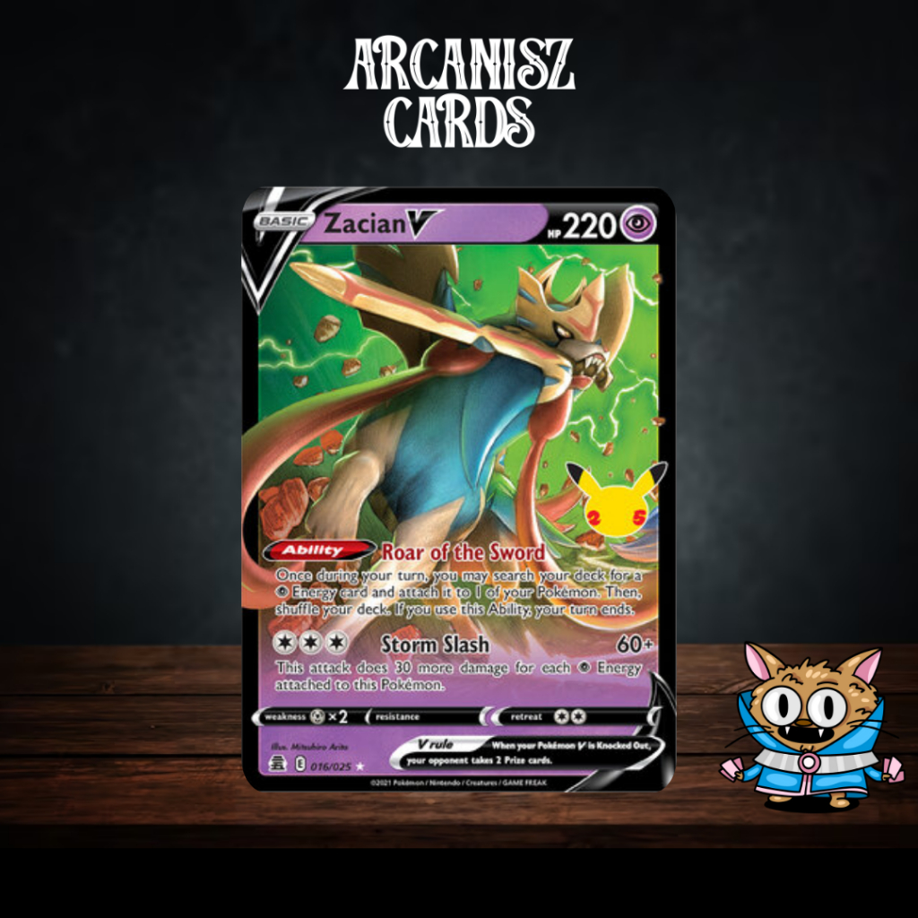 Pokemon Celebrations Zacian V 16/25 การ์ดโปเกม่อนภาษาอังกฤษ