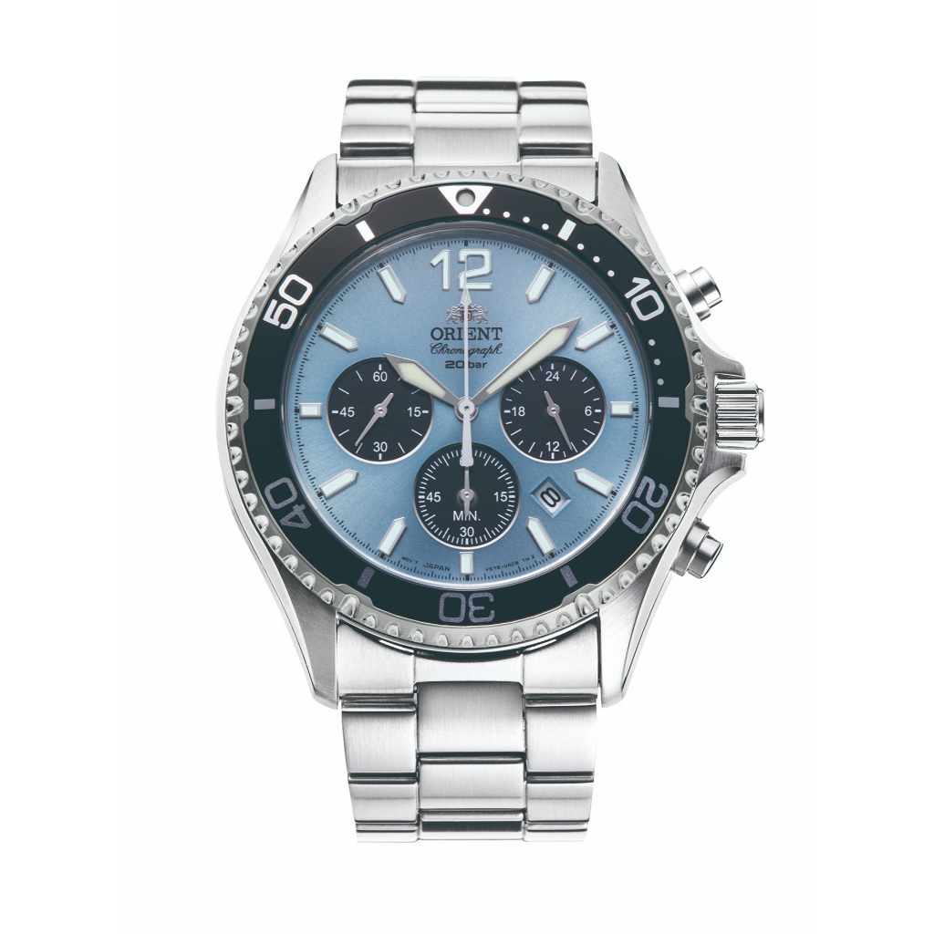 Orient Sports Chronograph Solor-Powered นาฬิกาสายเหล็ก (RA-TX0206L)