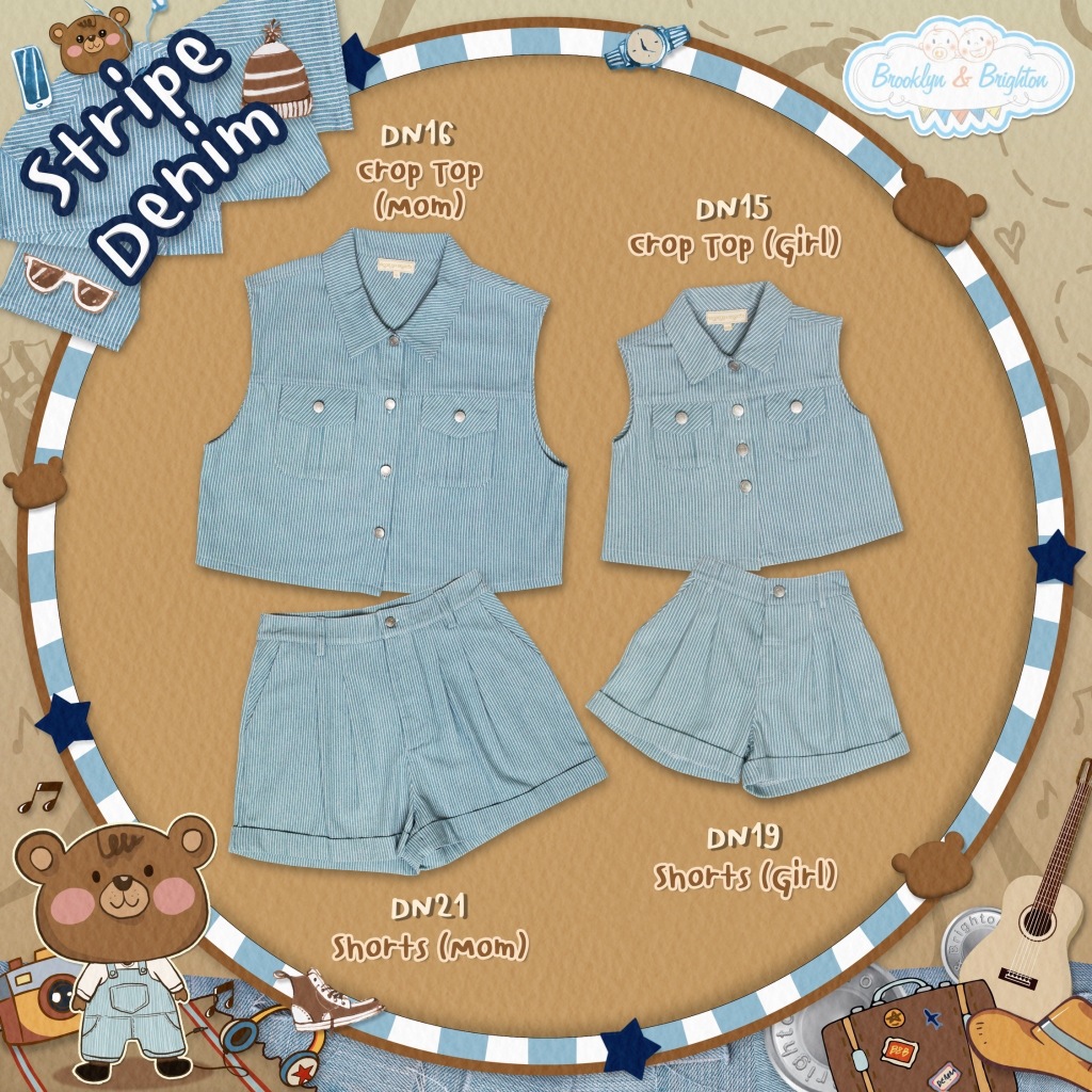 Brooklyn & Brighton - Stripe Denim Top & Shorts (Mom+Girl)