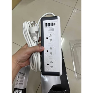 BLL B33 Plug ปลั๊กไฟคอนโด 2300W 6ช่องเสียบ 1 สวิตซ์ 3ช่องUSB 1ช่องType-C สายยาว 3เมตร มอก ไทย รับประกันศูนย์ 3ปี