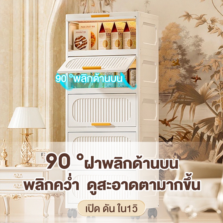 ตู้เก็บของ ตู้ลิ้นชักแบบพลิก 3/4/5/6 ชั้น ตู้เก็บของอเนกประสงค์ความจุใหญ่ มีล้อเลื่อน ตู้เก็บของเล่นและขนม
