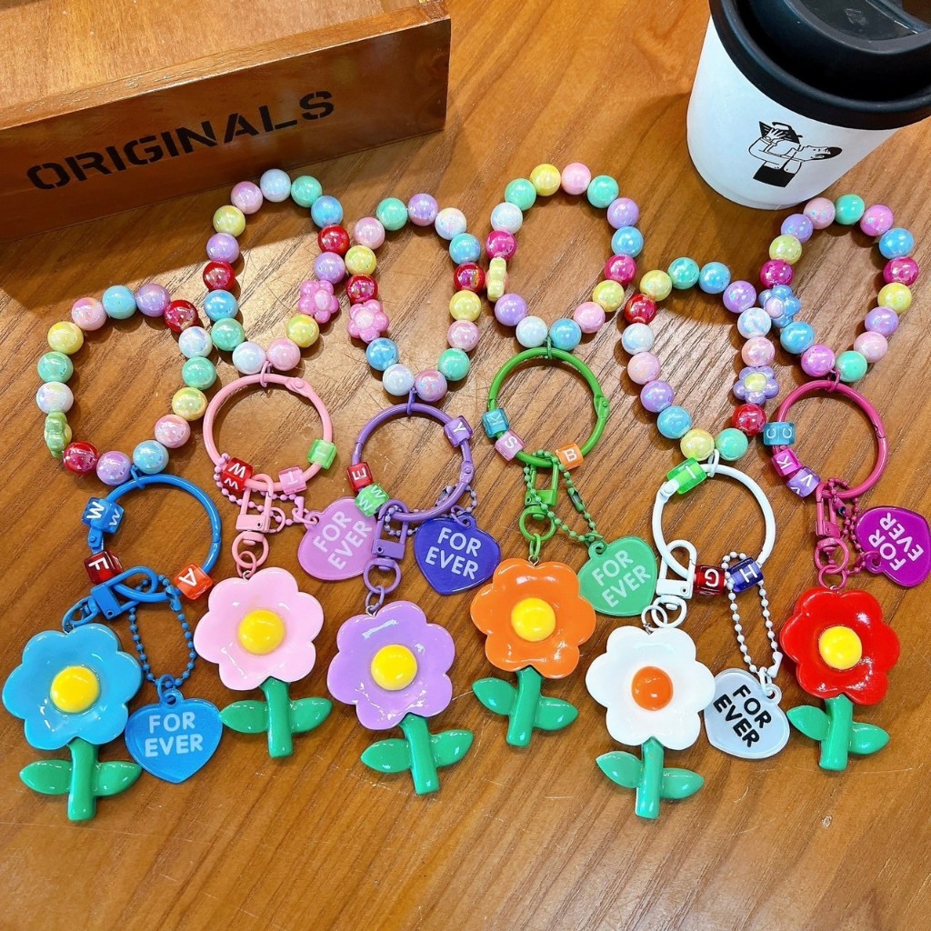 พวงกุญแจลูกปัดดอกทานตะวันสดสร้างสรรค์/น่ารักของขวัญเล็กๆกระเป๋านักเรียนจี้403