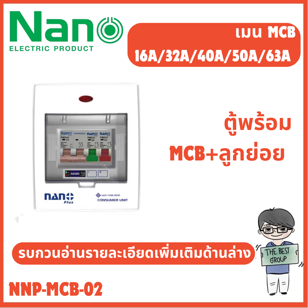 NANO ตู้คอนซูมเมอร์ยูนิต NANO ELECTRIC เมน+2ช่อง(พร้อม MCB + ลูกย่อย) รุ่น NNP-CM-02(ของแท้จากศูนย์)