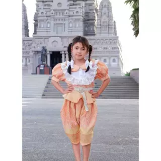 (ชุดไทยเด็ก) ชุดแม่พุตจีบ+โจงกระเบน ราคาไม่รวมเครื่องประดับ