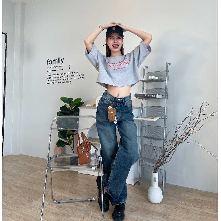 ยีนส์ Nammon Jeans NM19 กางเกงยีนส์กระบอกใหญ่สนิมเรียบ - ผ้าไม่ยืด