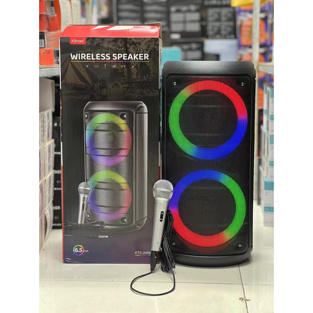 ลำโพงบลูทูธ รุ่น KTS-2056 ดอก6.5นิ้ว2ดอก แถมไมค์สาย1ตัว รองรับAUX TF USB ปรับไฟได้ สามารถเชื่อมต่อได้2ตู้