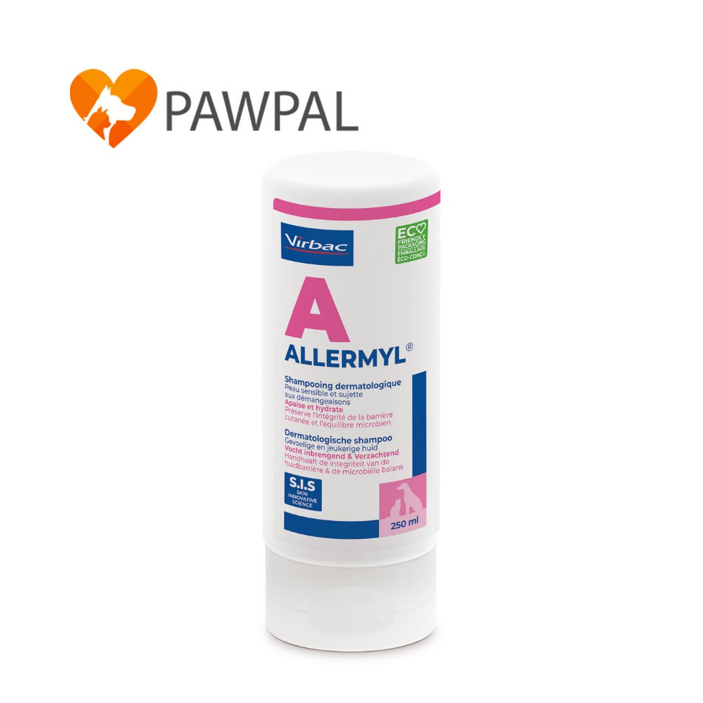 Allermyl Shampoo 250 ml Virbac  Exp.2027 แชมพูสูตรผิวหนังแพ้ง่าย บำรุงผิวหนัง สำหรับสุนัขและแมว
