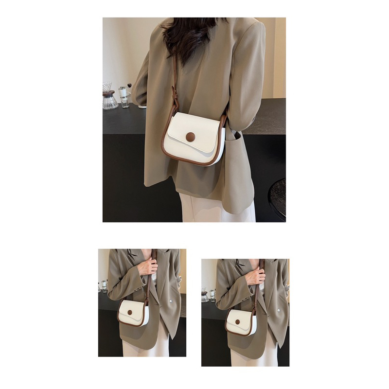 กระเป๋าสะพายไหล่ กระเป๋าสะพายข้างผู้หญิงแบบพกพา หนังPU สวยงาม ไม่มีซิป(0456)