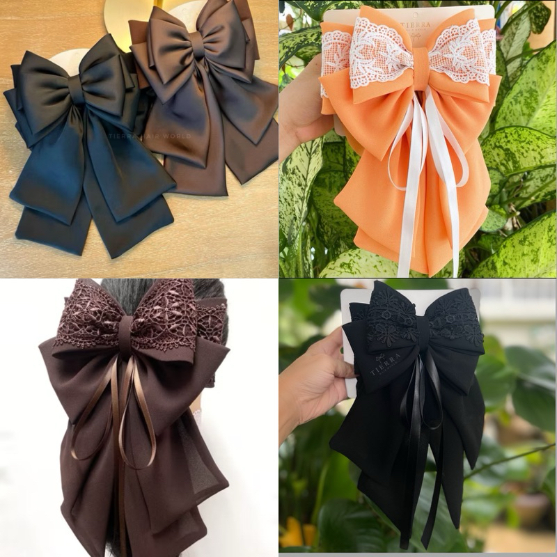 เน็ตติดผม กื๊บติดผมสีส้ม โบว์ติดผม กิ๊บติดผม โบว์ผูกผม โบว์