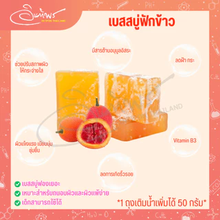 เบสสบู่ นมเพะ ,ฝักข้าว,น้ำแร่, ว่านหางจระเข้, กาแฟ และโคลนภูเขาไฟ