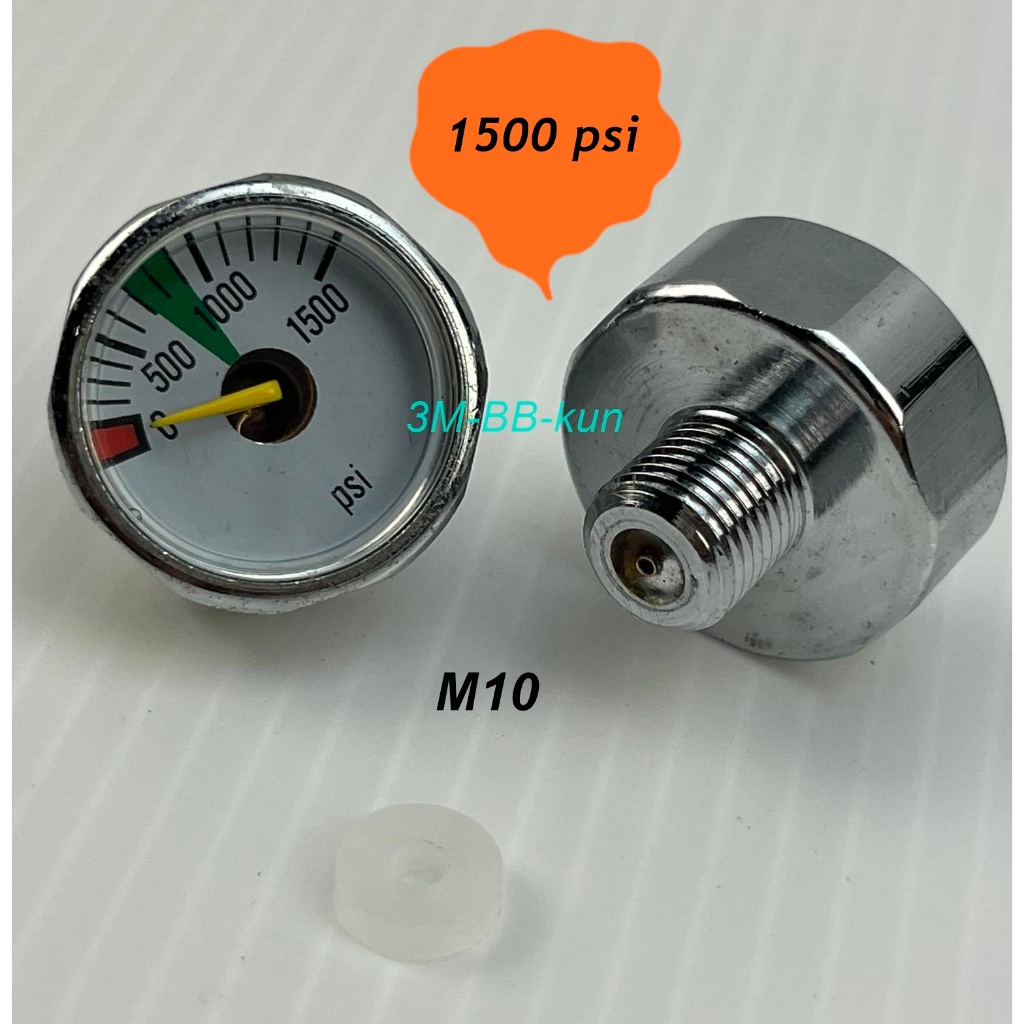 เกจวัดแรงดันสูง 1500 2000 3500 4500 5000 6000 PSI แถมเทฟร่อนซีล ขนาดเกลียว M8x1 และ M10x1