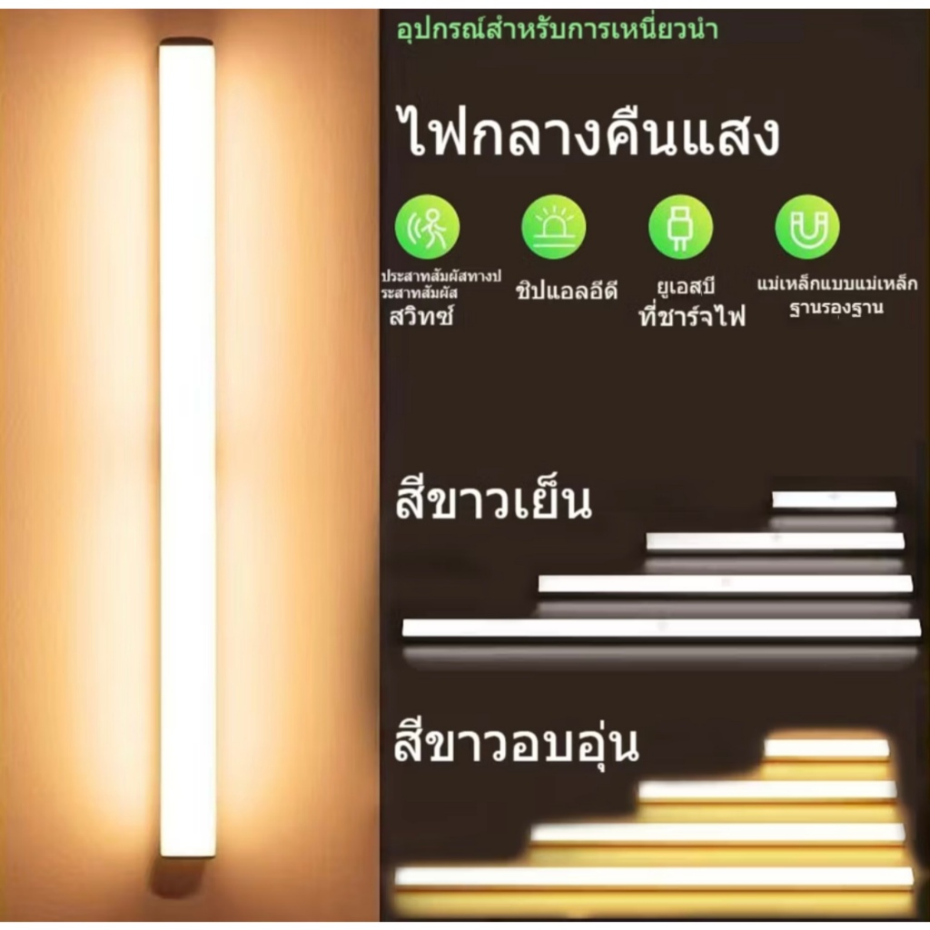 โคมไฟกลางคืนLED ไร้สายเซนเซอร์ตรวจจับการเคลื่อนไหว ชาร์จUSB สําหรับตกแต่งห้องนอนห้องครัวตู้เสื้อผ้า