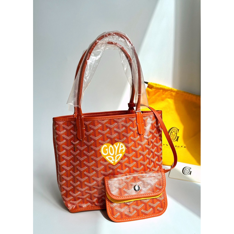 New Goyard mini anjou Orange with yellow heart