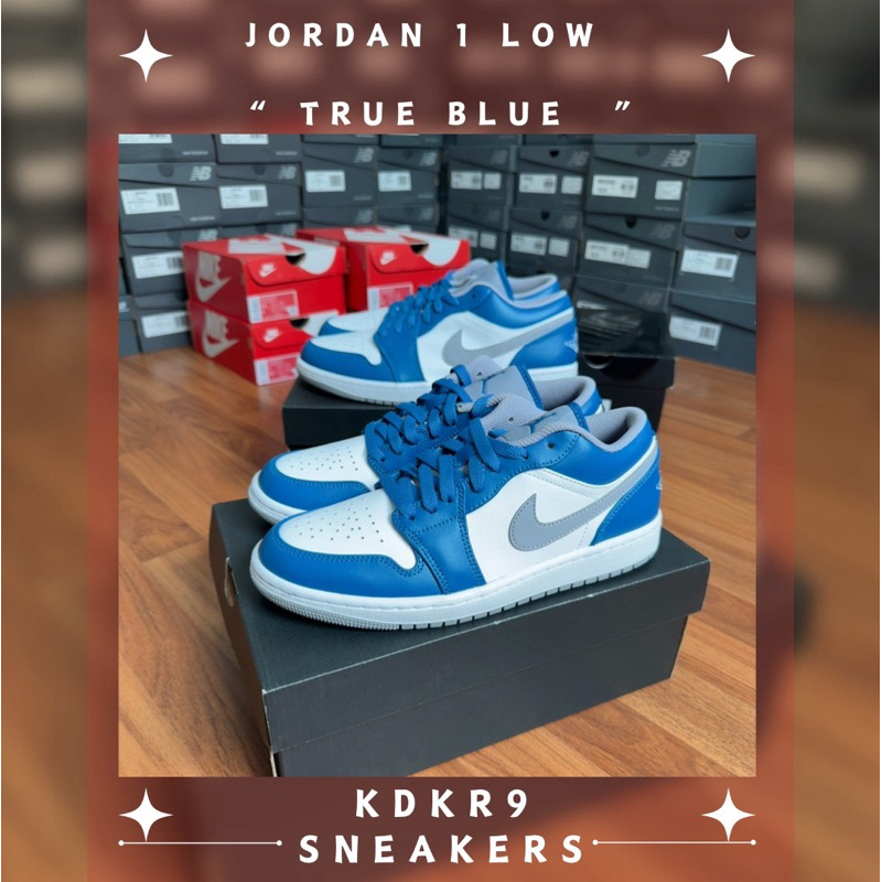 [ พร้อมส่ง ] Jordan 1 Low True Blue ของแท้ 100%