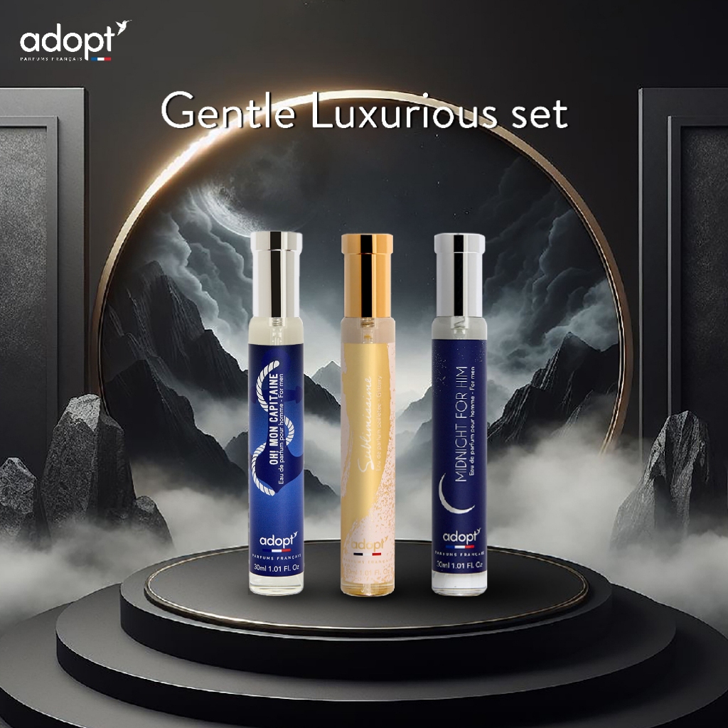 Set 3 ขวด For Unisex Gentle Luxurious set Adopt parfums น้ำหอมพรีเมียมจากฝรั่งเศส