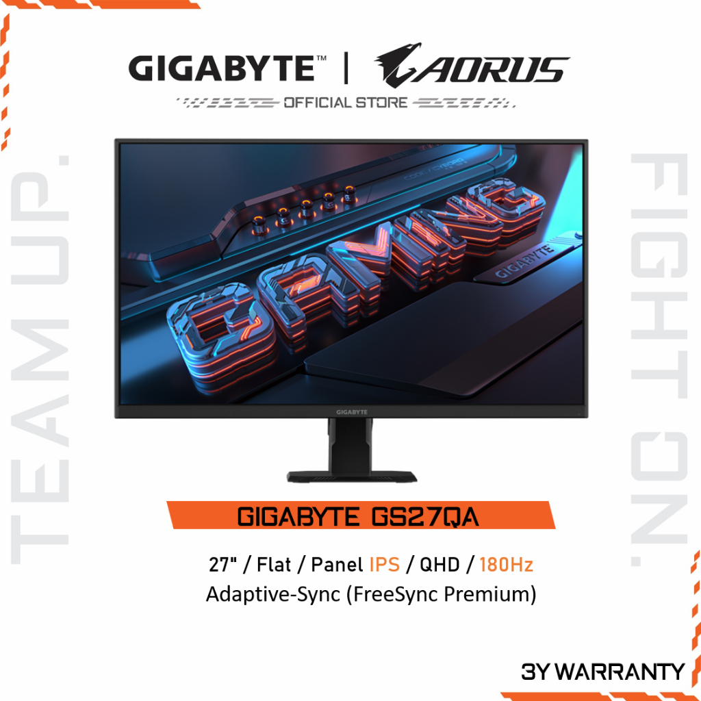 GIGABYTE GS27QA Gaming Monitor (จอมอนิเตอร์) | 27" QHD | SS-IPS | 1ms | 180Hz | Adaptive-Sync
