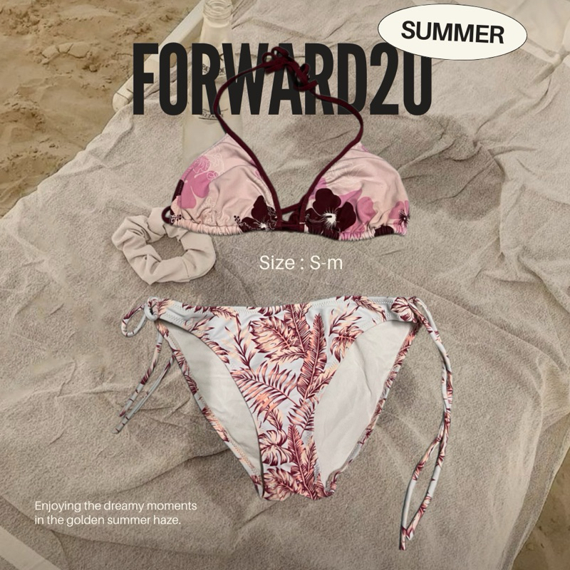 Our Summer | Forward2u👙✨บิกินี่y2k ลายชบา🌺 งานตามหา ลายปัก แฟรี่ วินเทจ🧺 Bohemian style 🫶🏻✨บิกินี่มื
