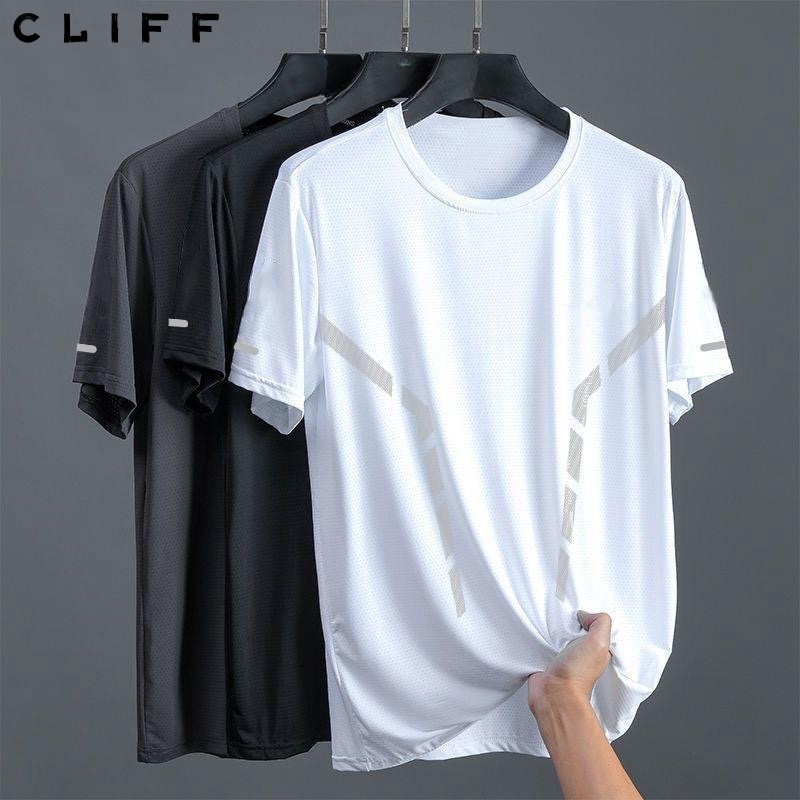 CLIFF เสื้อยืดผู้ชาย เสื้อแบบบาง คอกลมแขนสั้น แบบหลวม ยืดหยุ่น