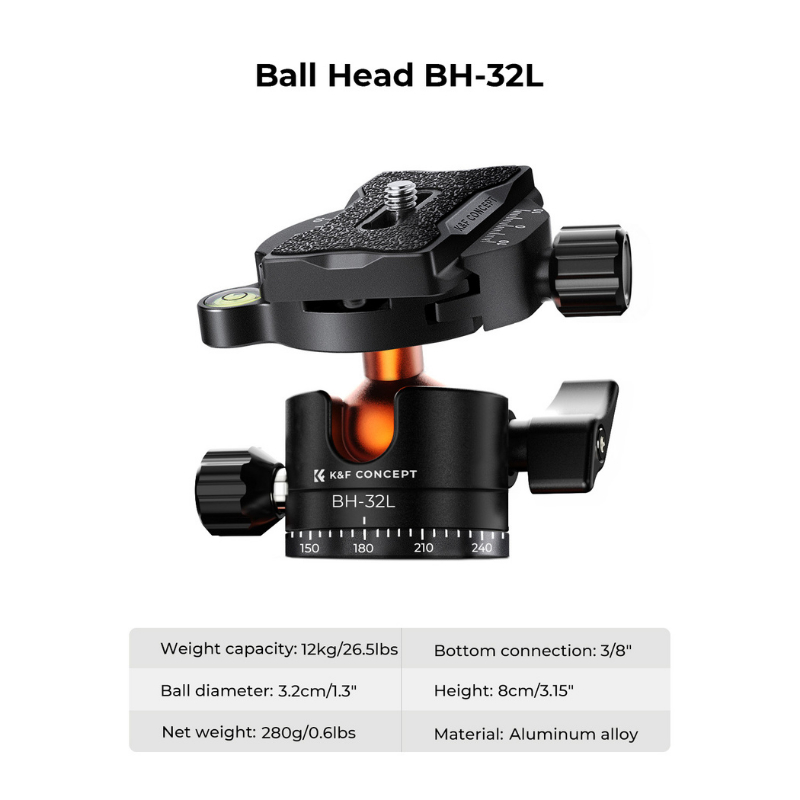 ขาตั้งกล้อง K&F K255A7+BH-32L K-Series Monopod 2.33m (KF09.145)