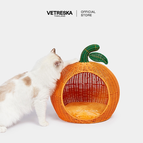 VETRESKA  ที่นอนสัตว์เลี้ยง แบบหวาย สุนัข แมว Tangerine Rattan Pet Bed สินค้าพร้อมส่ง [VPTANG0001]