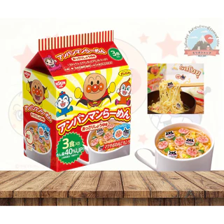 Nissin Anpanman ห่อสีแดง มาม่าอัมปังแมนรสโชยุรสดั้งเดิมไม่มีส่วนผสมของชูรส ( 1 ห่อ มี 3 ซอง ) 日清食品