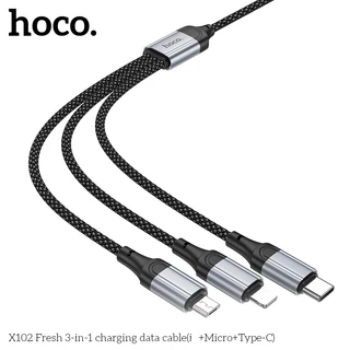 สายชาร์จ HOCO X102 3in1 สายชาร์จ 3 หัว สำหรับ iOS/Micro/Type-C จ่ายไฟ 2.4A สายชาร์จยาว 1 เมตร