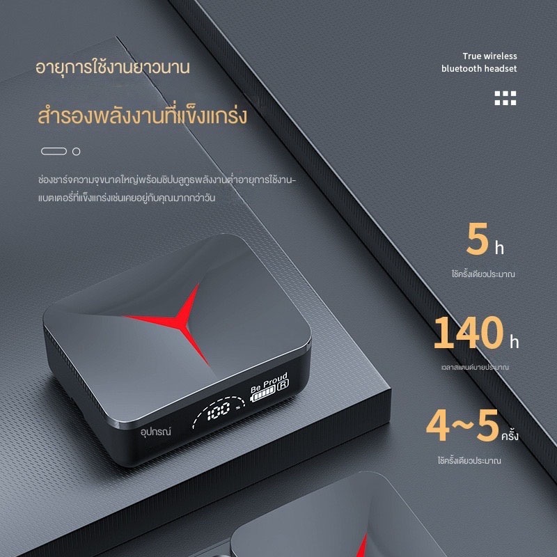 TWS-M90 PRO หูฟังบลูทูธไร้สาย สเตอริโอ ความล่าช้าต่ํา พร้อมเคสชาร์จ จอแสดงผลดิจิทัล 5.3 คุยแบบคู่ สําหรับเล่นเกม