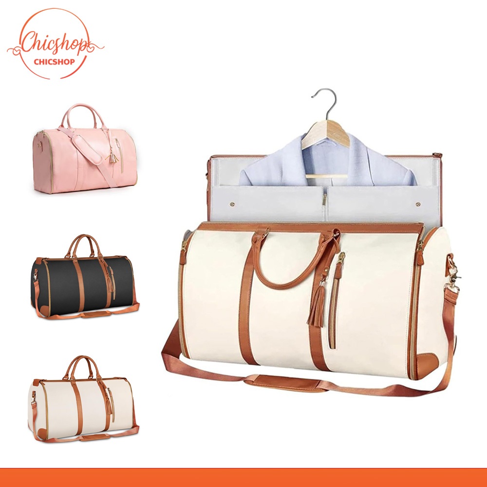 chishop กระเป๋าเดินทางเก็บสูท หนัง PU แบบพับได้ เหมาะสำหรับผู้หญิง
